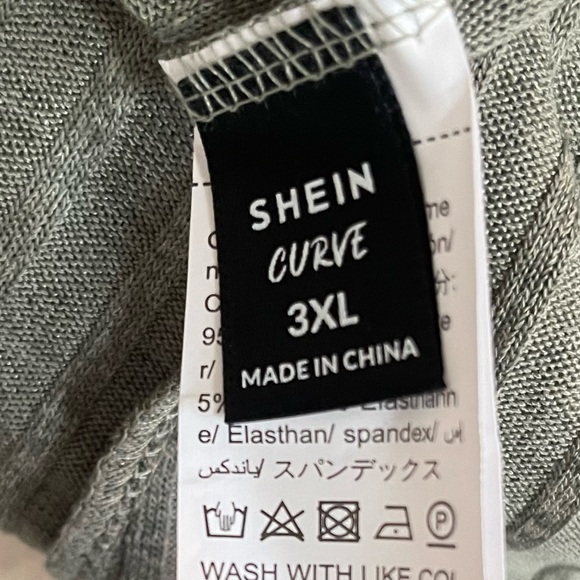 SHEIN Curve- Comfort and Style in One!  Olive Green Ribbed Dress, loungewear! - Picture 8 of 11